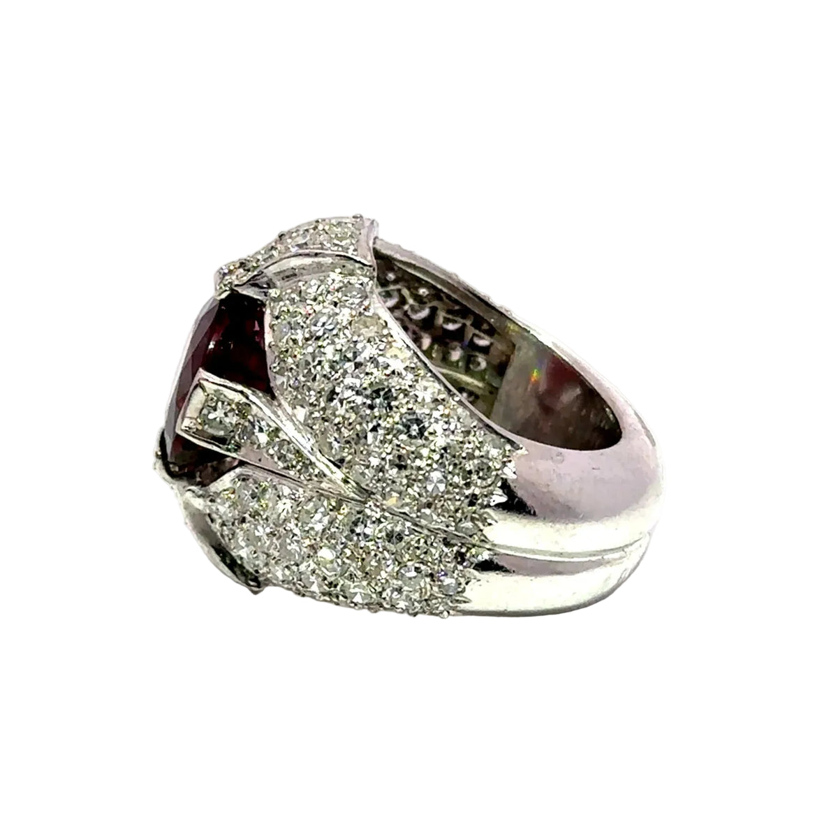 Bague Cocktail en or blanc, tourmaline et diamants