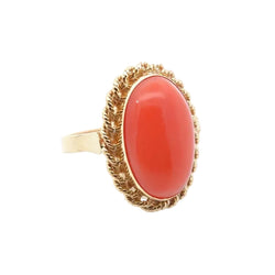 Bague Cocktail en or jaune et corail
