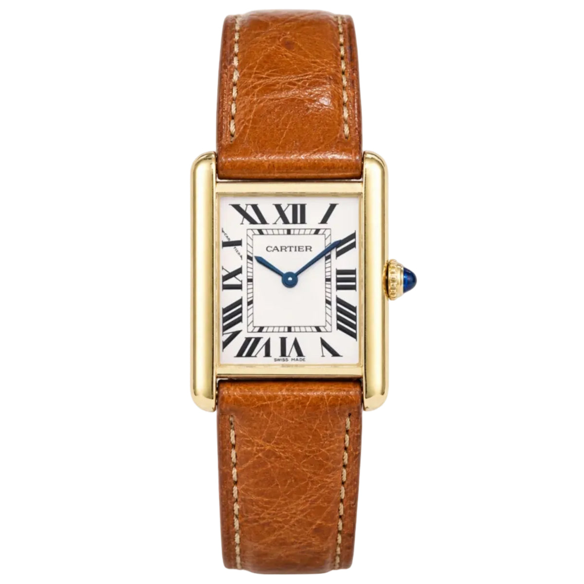 Montre CARTIER "Tank Solo" en or jaune, acier et cuir