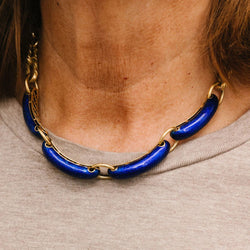 Collier Ras de cou UNOAERRE en or jaune et émail