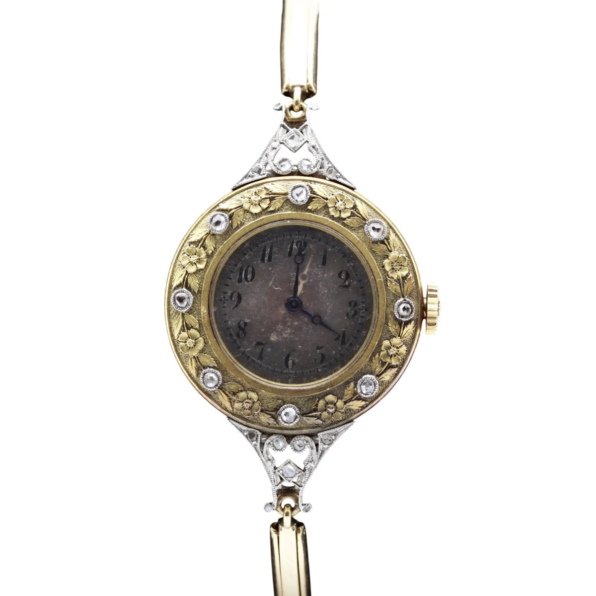 Montre en or jaune, platine et diamants