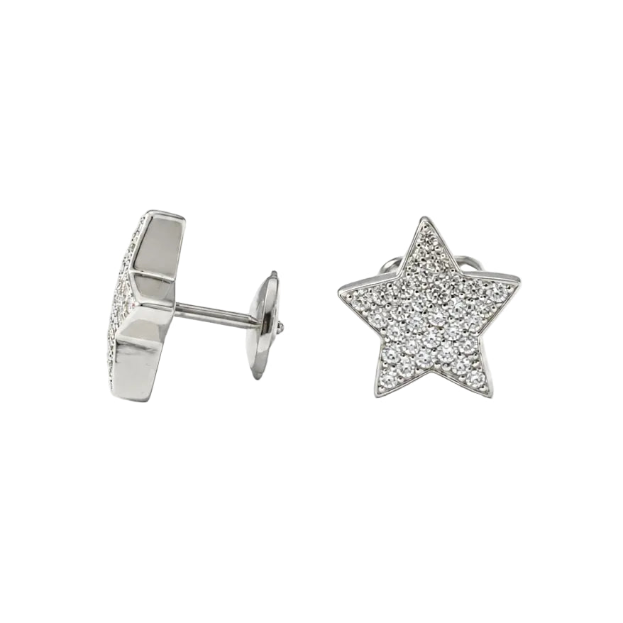 Boucles d’oreilles Puces en or blanc et diamants