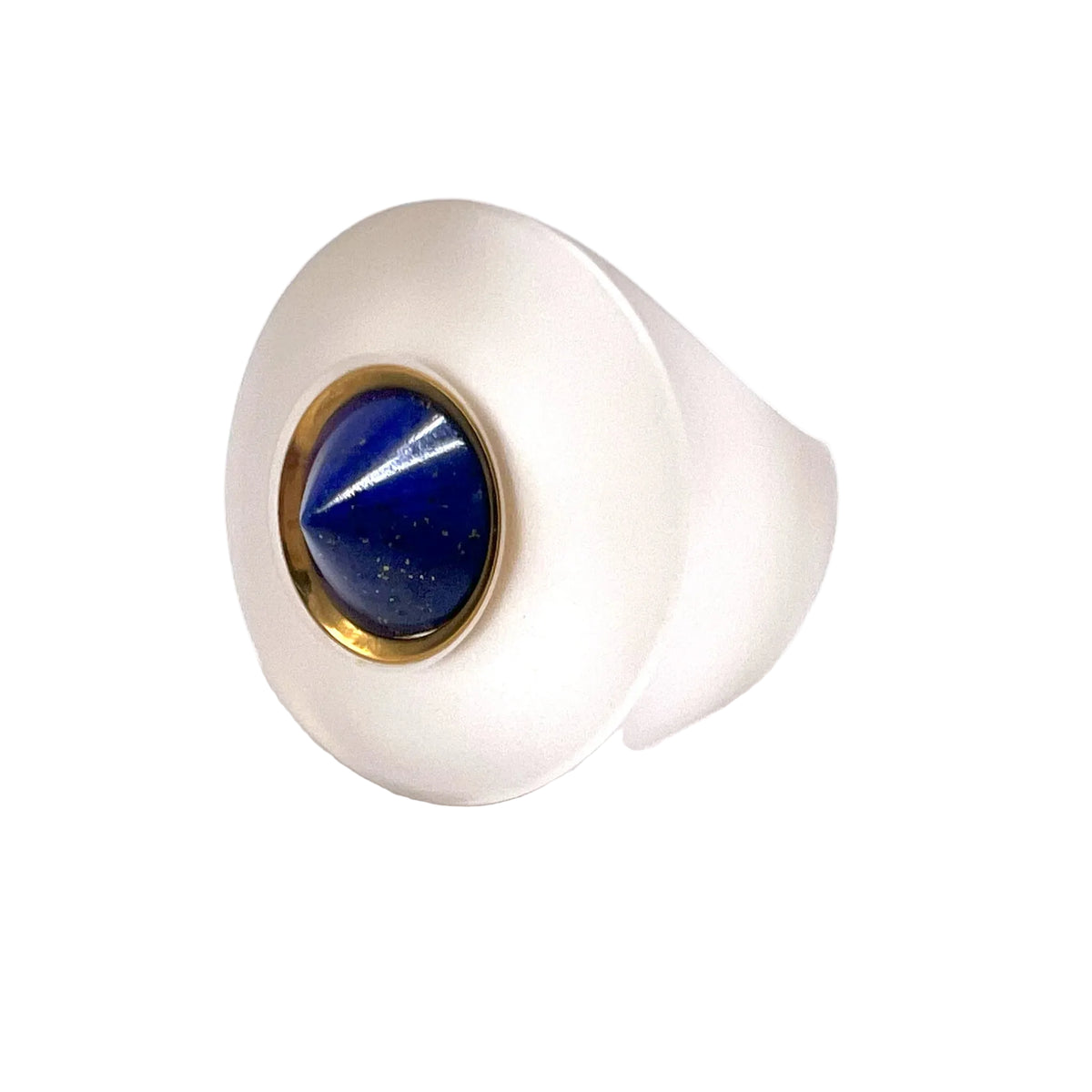 Bague Cocktail STOFFEL en or jaune, lapis-lazuli et quartz