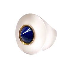 Bague Cocktail STOFFEL en or jaune, lapis-lazuli et quartz