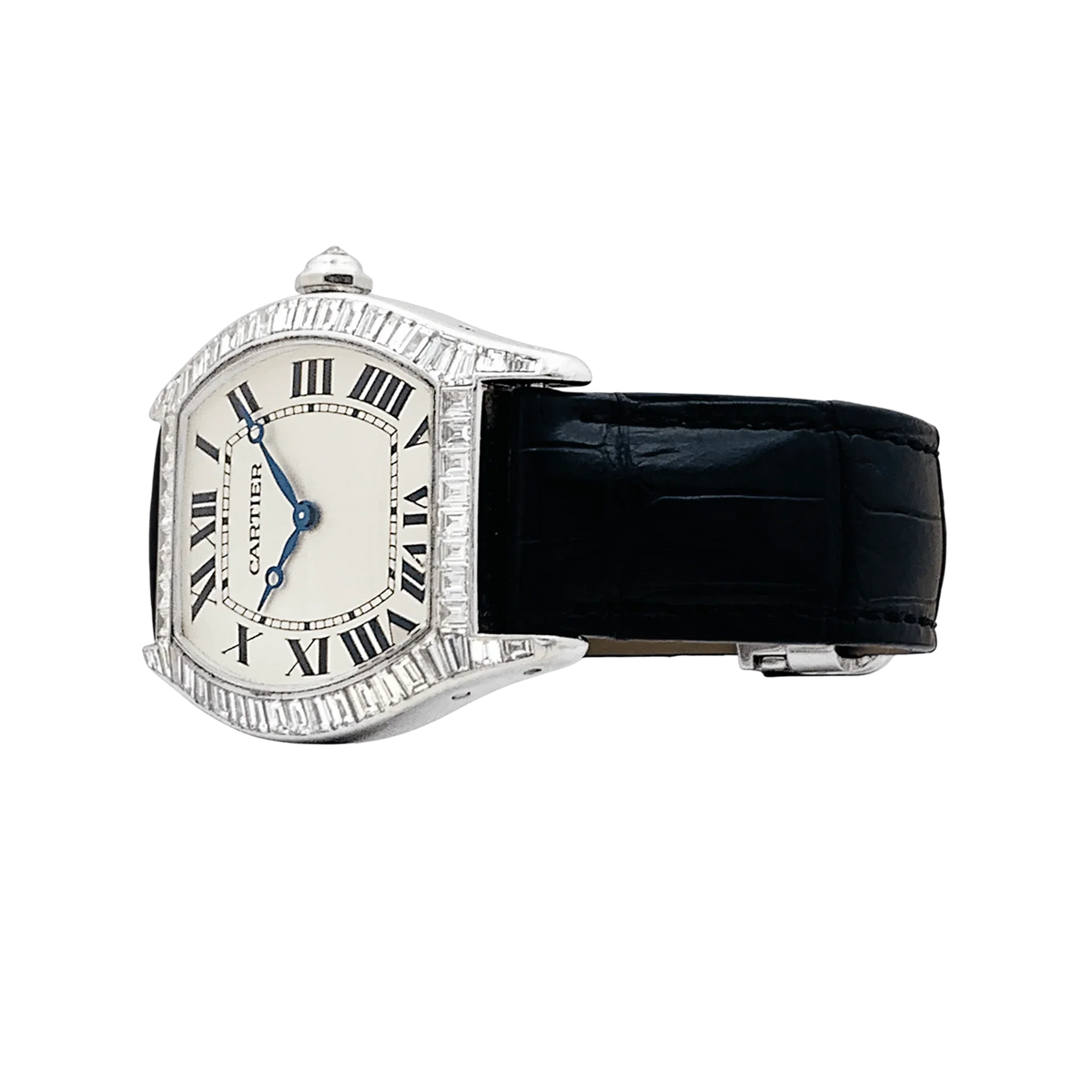 Montre CARTIER "Tortue" en or blanc et diamants