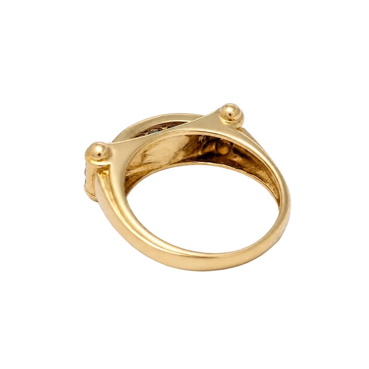 Bague Jonc en or jaune, saphirs et diamants