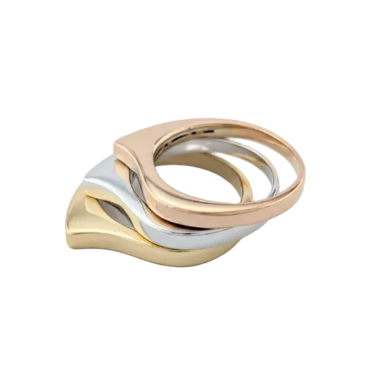 Bagues en or blanc, or jaune et or rose