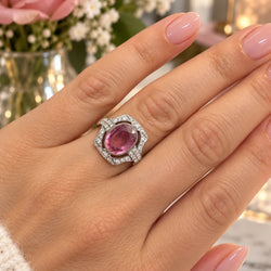 Bague Entourage en platine, tourmaline et diamants