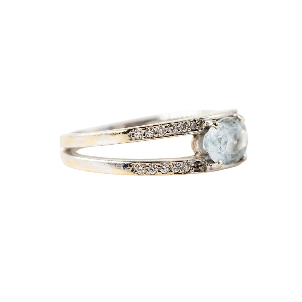Bague GEMMYO "Cassandra" en or blanc, aigue-marine et diamants