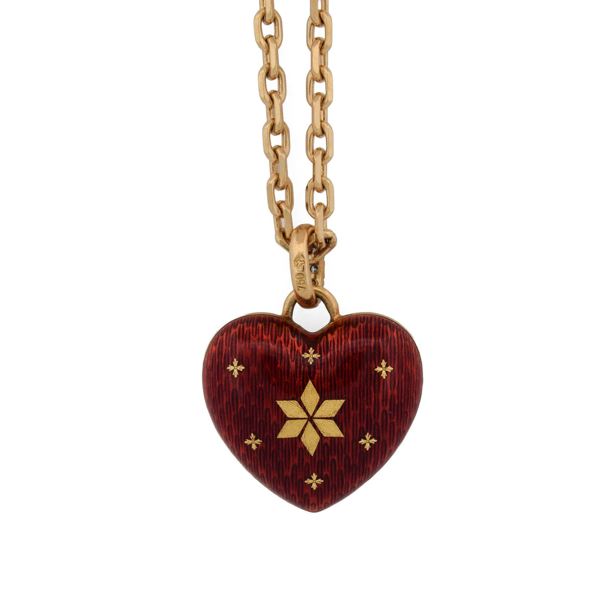 Collier Pendentif FABERGÉ en or jaune, émail et diamants