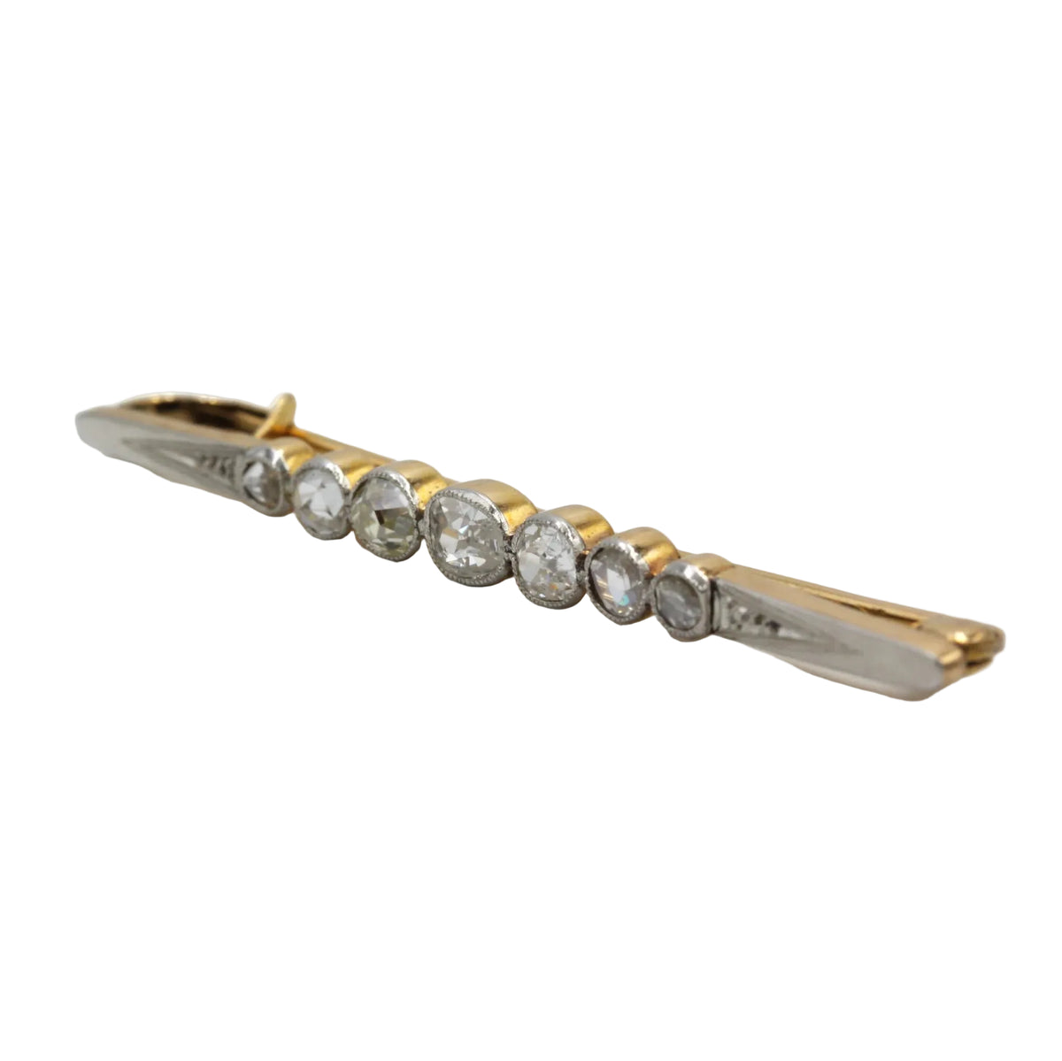 Broche Barrette en or jaune, platine et diamants