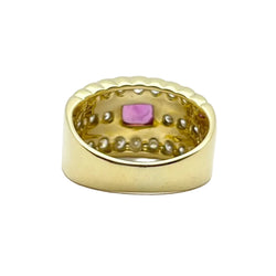 Bague Bandeau en or jaune, rubis et diamants
