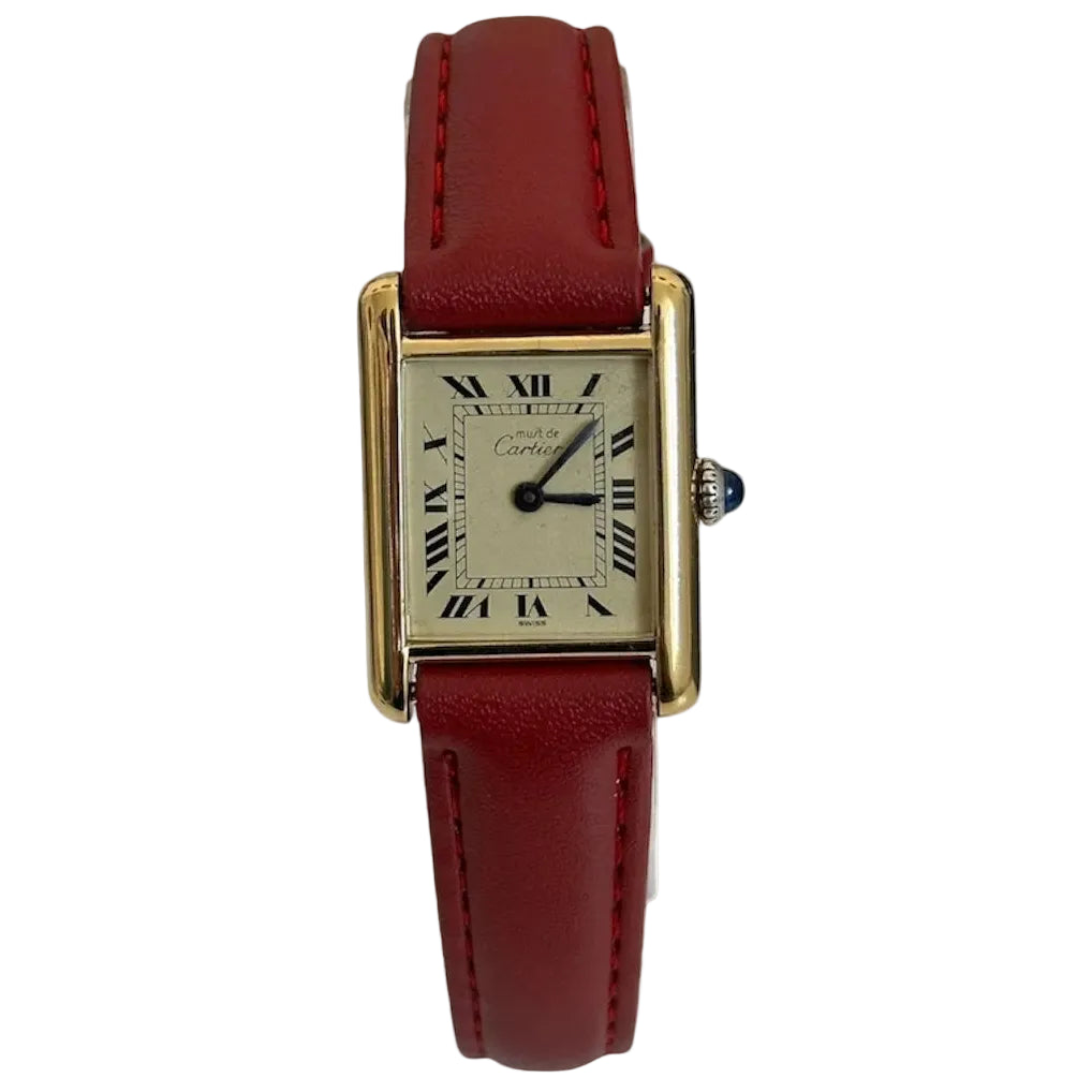 Montre CARTIER "Tank" en vermeil et cuir