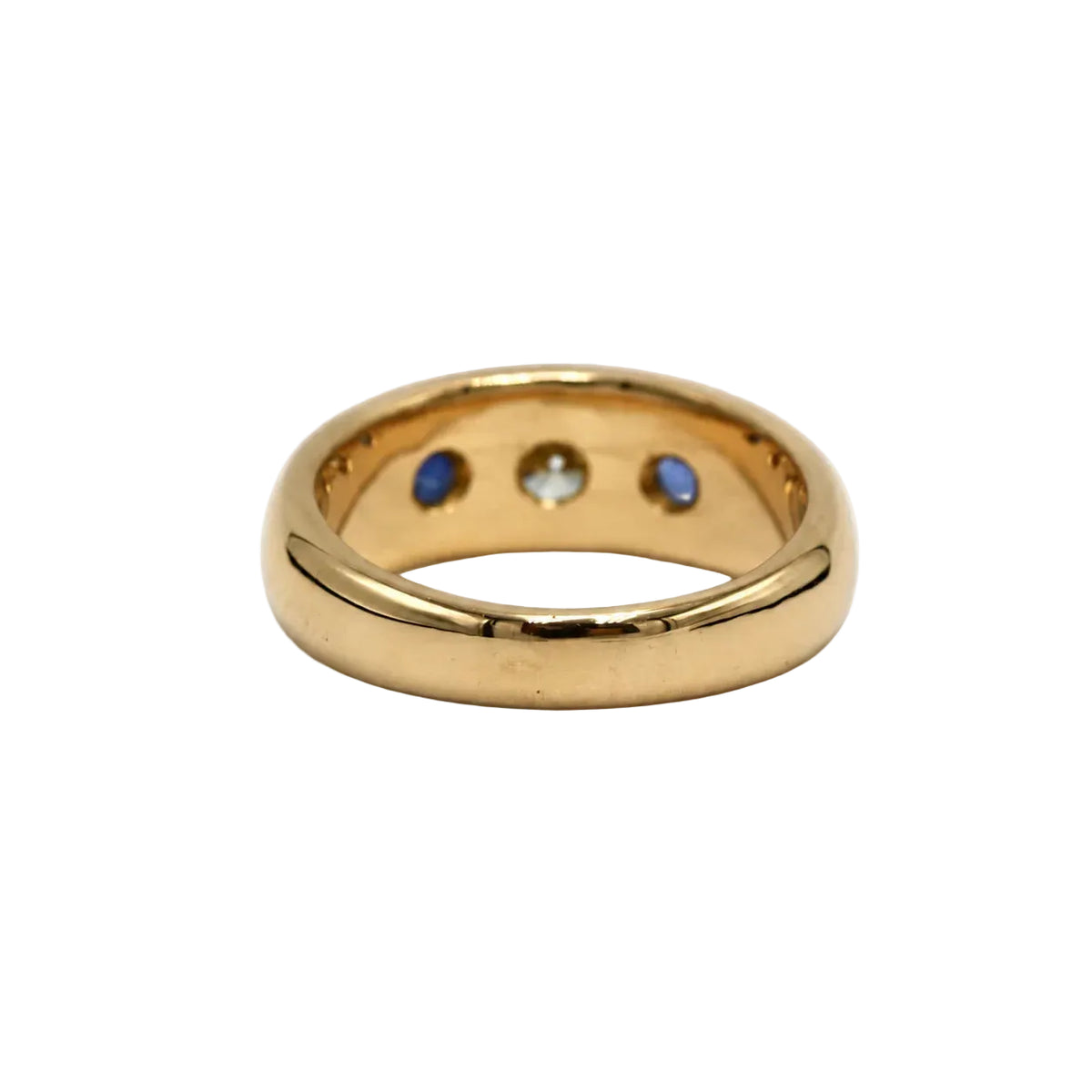 Bague Jonc en or jaune, saphirs et diamant