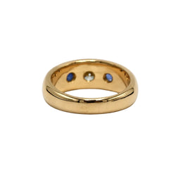 Bague Jonc en or jaune, saphirs et diamant