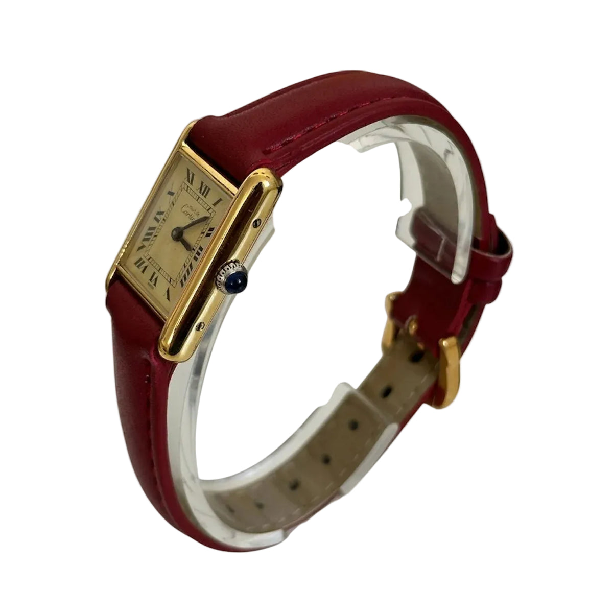 Montre CARTIER "Tank" en vermeil et cuir