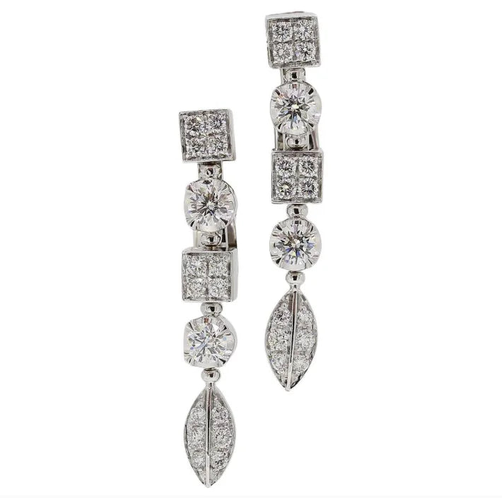 Boucles d'oreilles Pendantes BULGARI Lucea en or blanc et diamants
