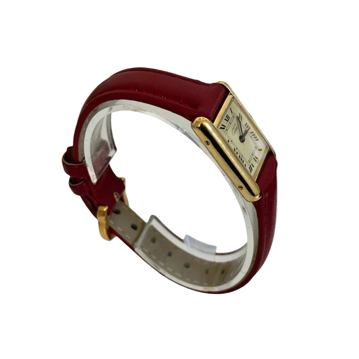 Montre CARTIER "Tank" en vermeil et cuir