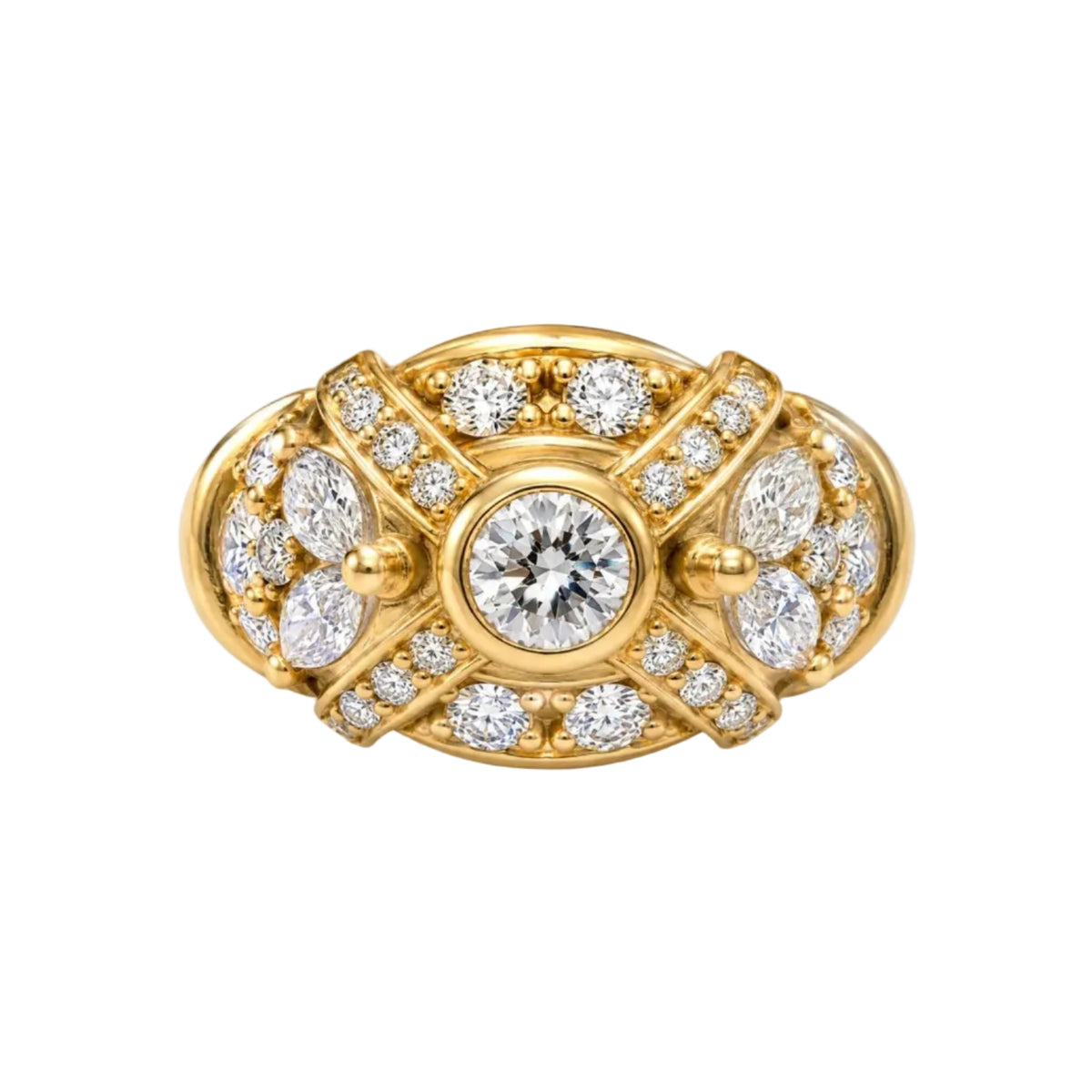 Bague Dôme en or jaune et diamants