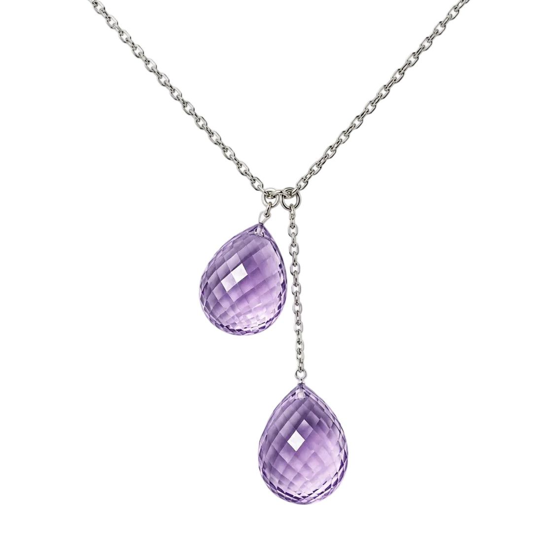 Collier Négligé en or blanc et améthystes