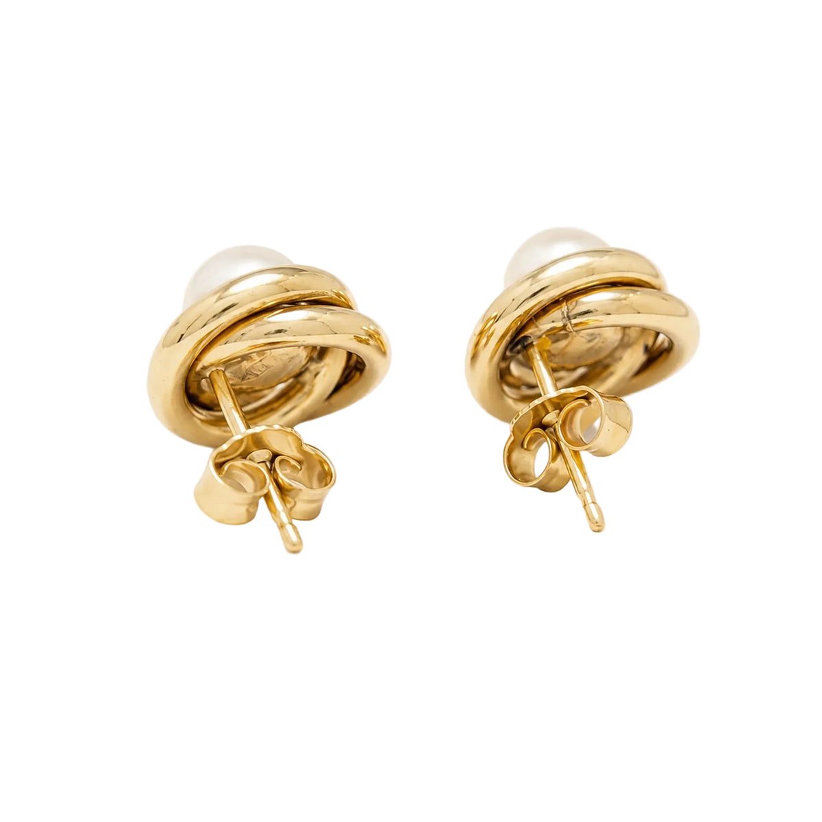 Boucles d’oreilles Puces en or jaune et perles
