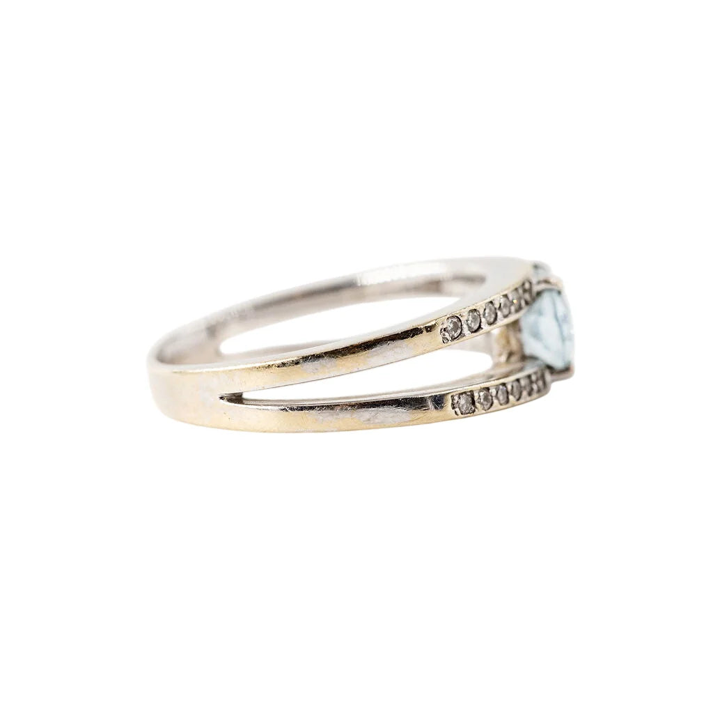 Bague GEMMYO "Cassandra" en or blanc, aigue-marine et diamants