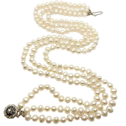 Collier Perles en or blanc, saphirs et diamants