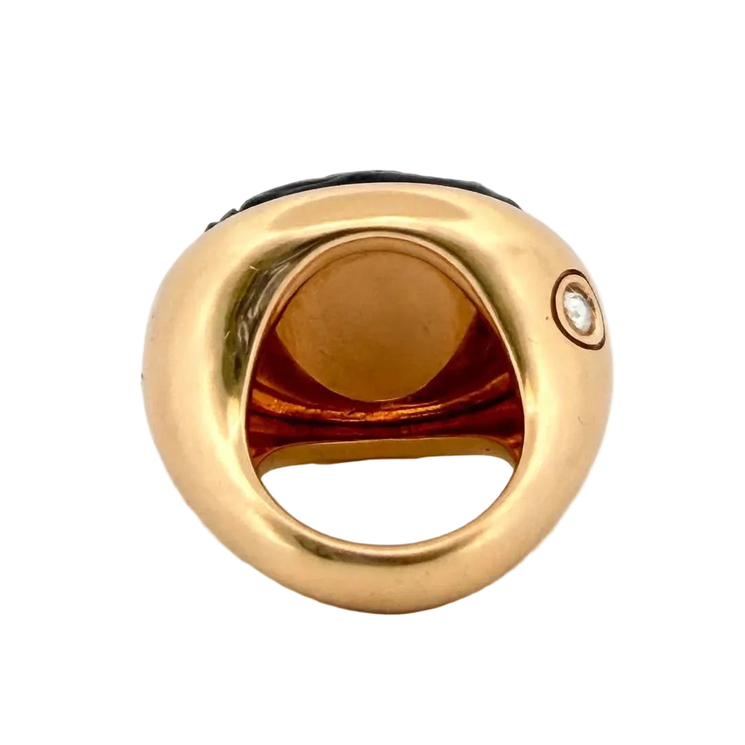 Bague Cocktail POMELLATO Victoria Jet en or jaune, jaiset diamant