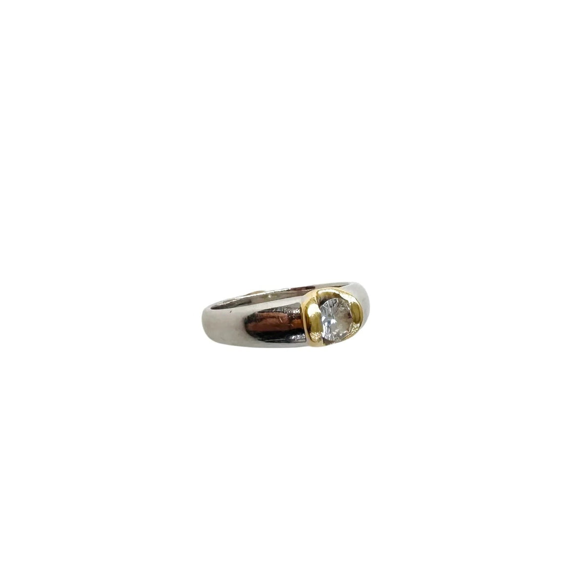Bague Solitaire en or blanc, or jaune et diamant