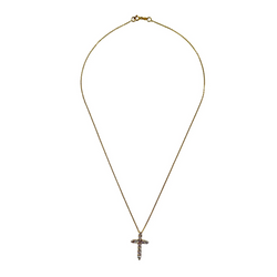 Collier Pendentif Croix en or jaune et diamants