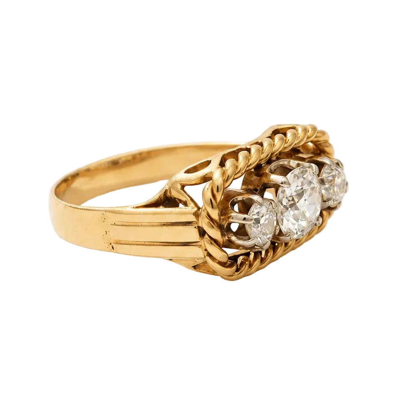 Bague Trilogie en or jaune et diamants