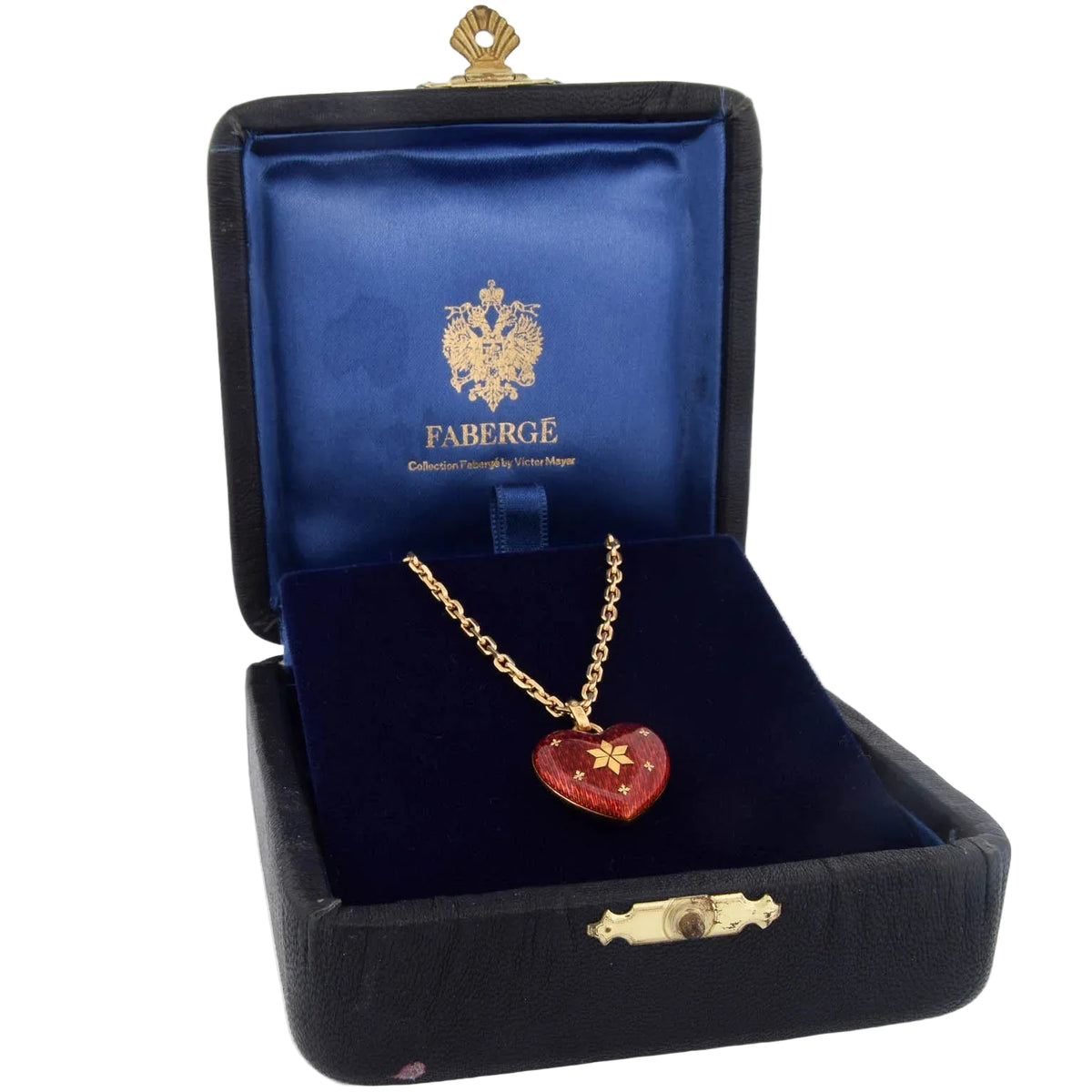 Collier Pendentif FABERGÉ en or jaune, émail et diamants