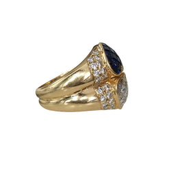 Bague Toi & Moi en or jaune, saphirs et diamants