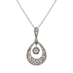 Collier Pendentif en or blanc, platine et diamants