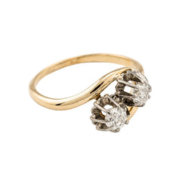 Bague Toi & Moi en or blanc, or jaune et diamants