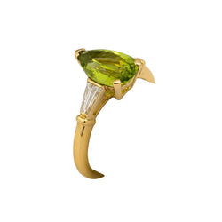 Bague Trilogie en or jaune, péridot et diamants
