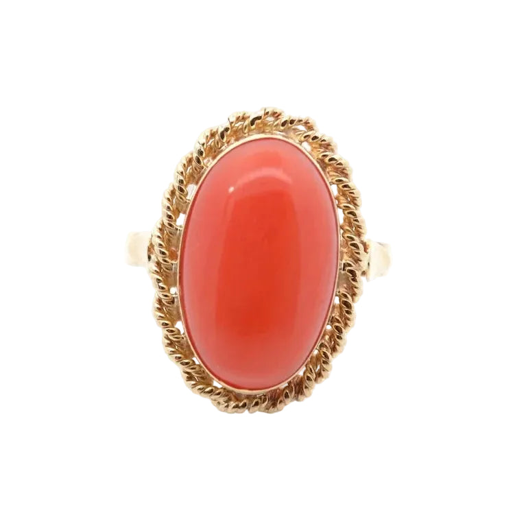 Bague Cocktail en or jaune et corail