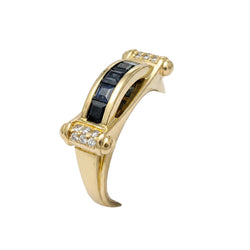 Bague Jonc en or jaune, saphirs et diamants