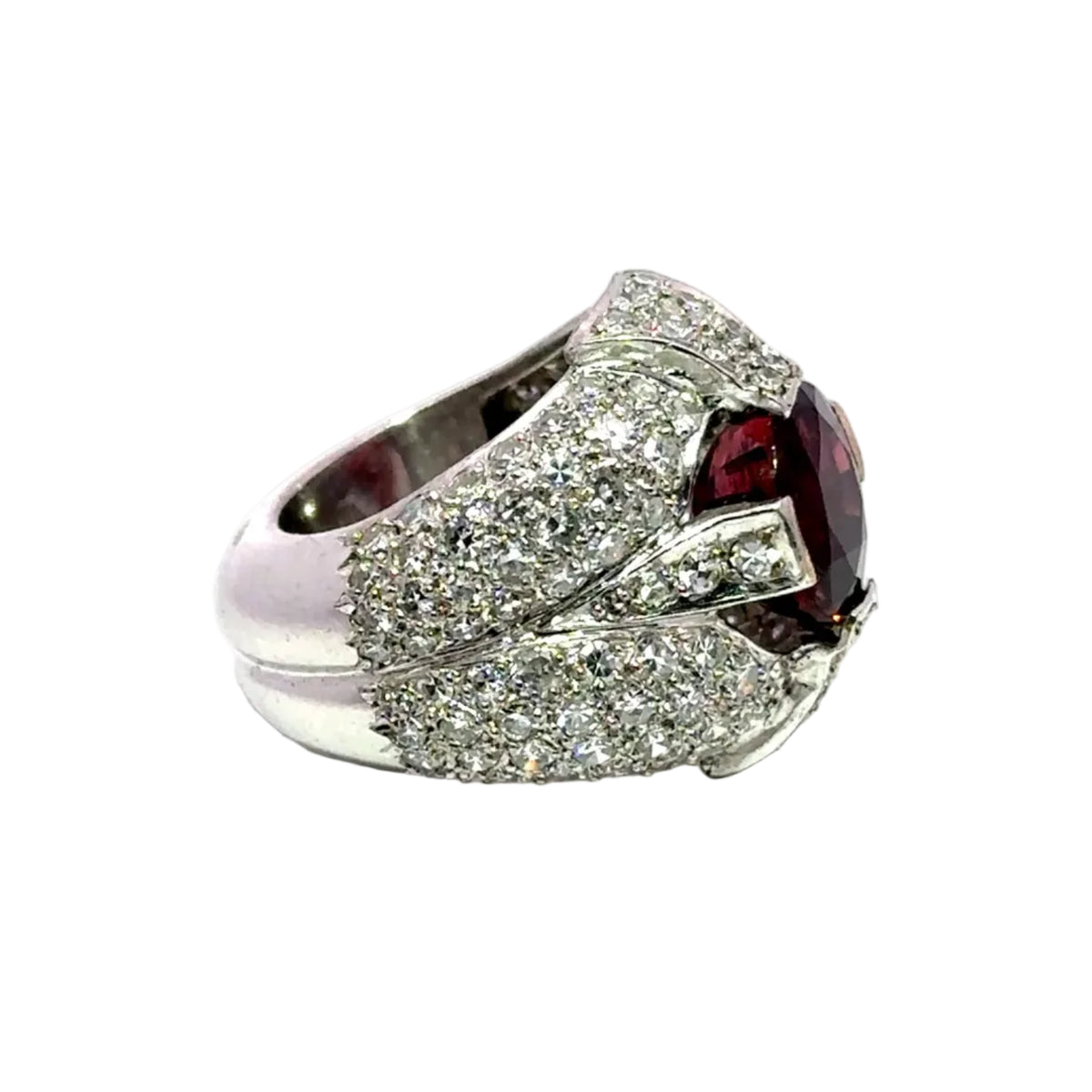 Bague Cocktail en or blanc, tourmaline et diamants