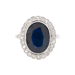 Bague Pompadour en platine, saphir et diamants