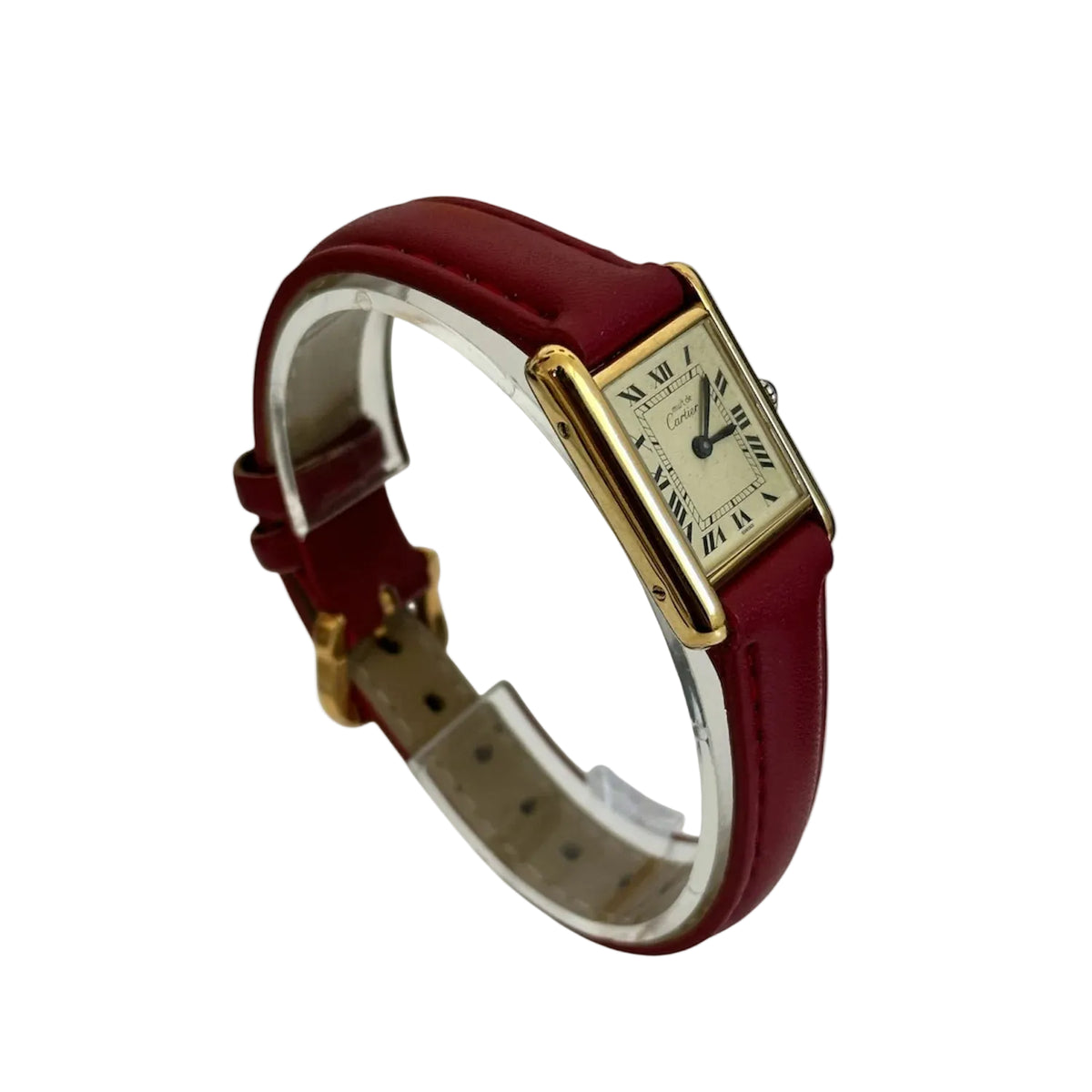 Montre CARTIER "Tank" en vermeil et cuir
