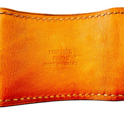 Bracelet Manchette HERMÈS "Collier de chien" en cuir et acier