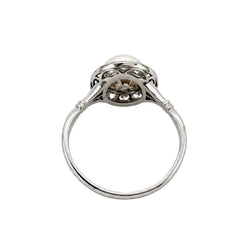 Bague Entourage en platine, perle et diamants