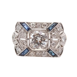 Bague Entourage en or jaune, platine, saphirs et diamants