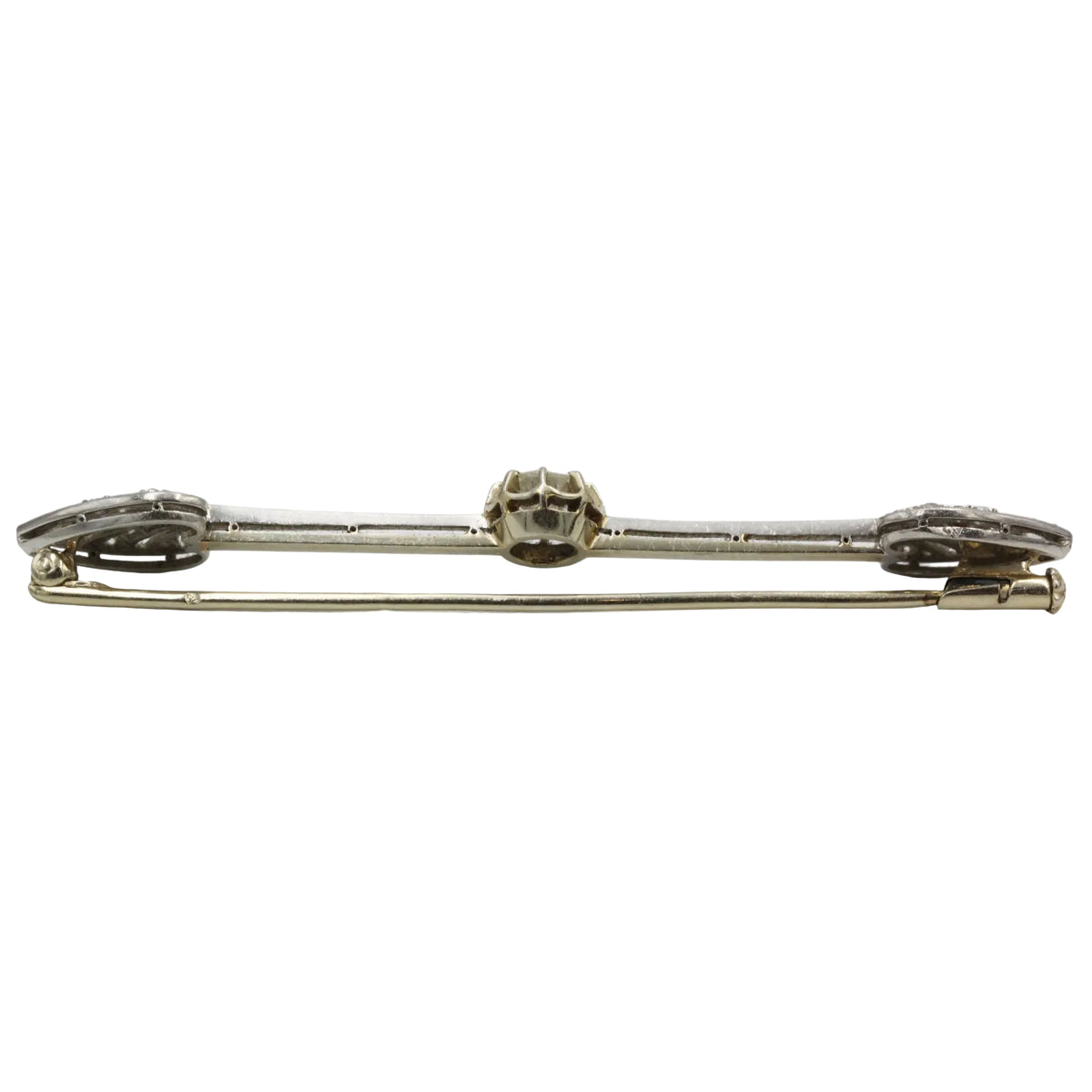 Broche Barrette en or jaune, platine et diamants