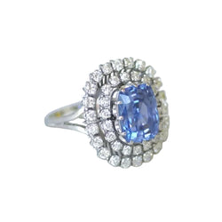 Bague Cocktail en or blanc, saphir et diamants