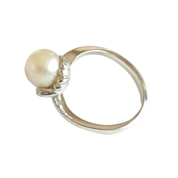 Bague Toi & Moi en or blanc, perles et diamants