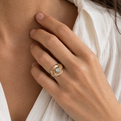 Bague Tank en or rose et diamant