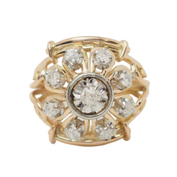 Bague Tank en or jaune, platine et diamants