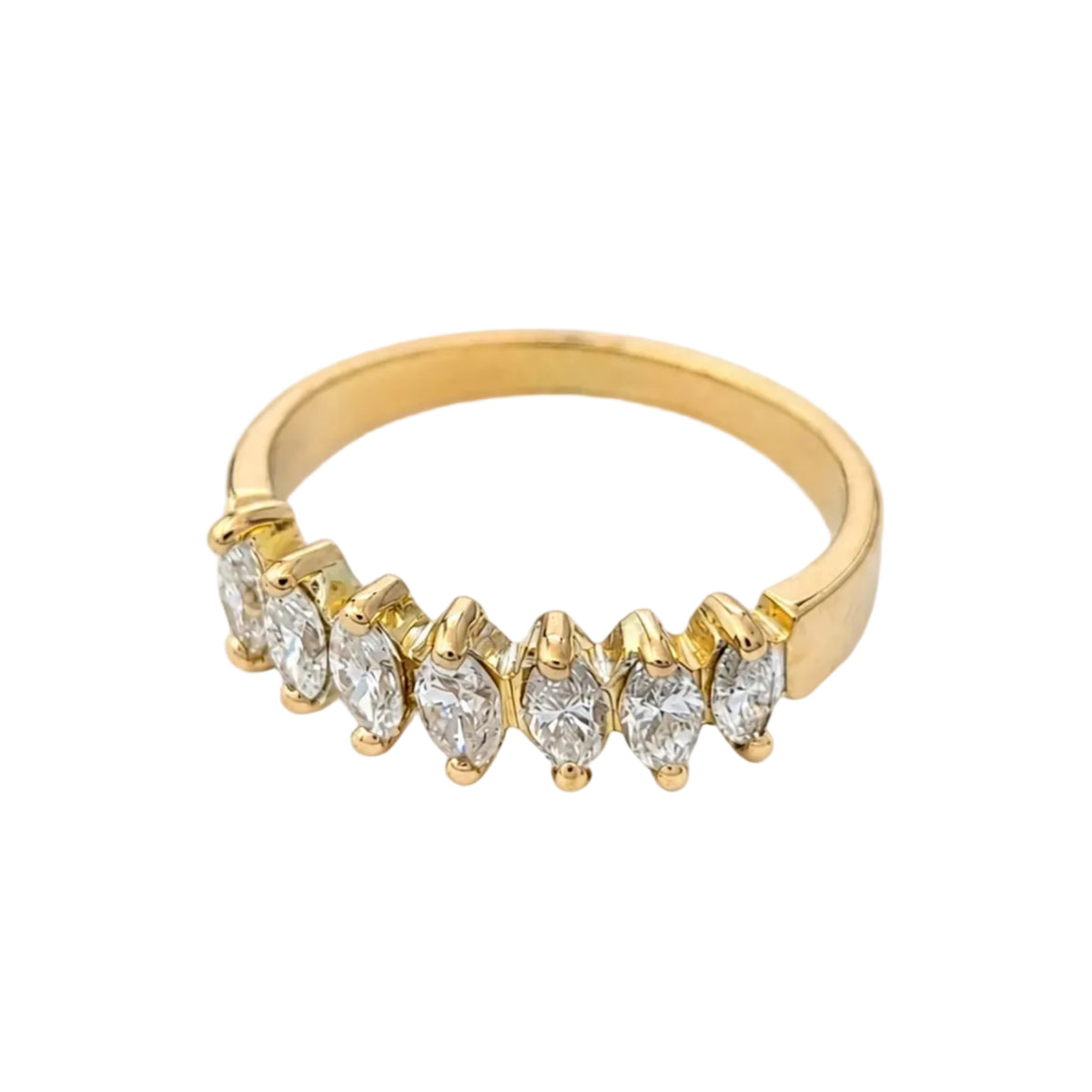 Bague Alliance en or jaune et diamants marquises